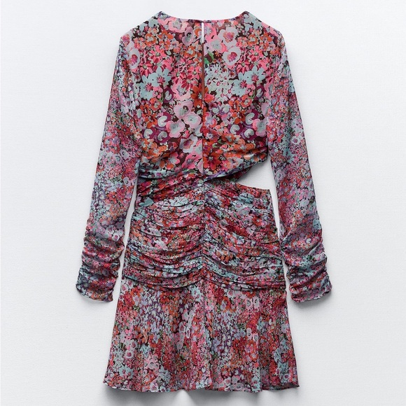 ZARA floral print mini dress NWT $59.90 - Picture 6 of 9